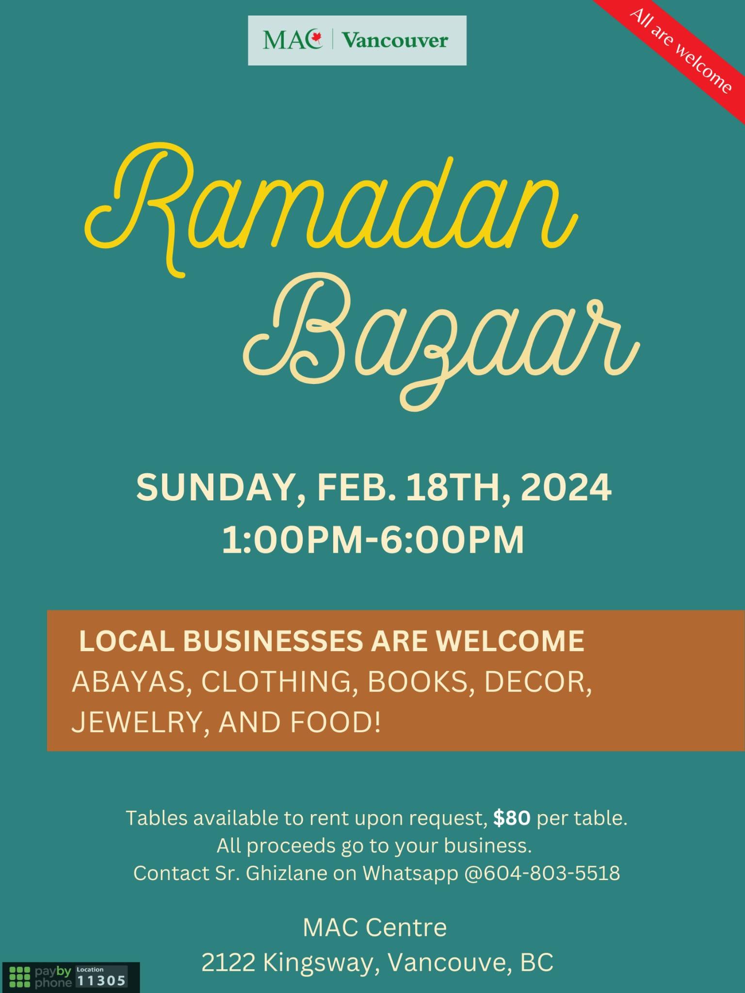 Ramadan Bazaar 2024 Vancouver Chapter